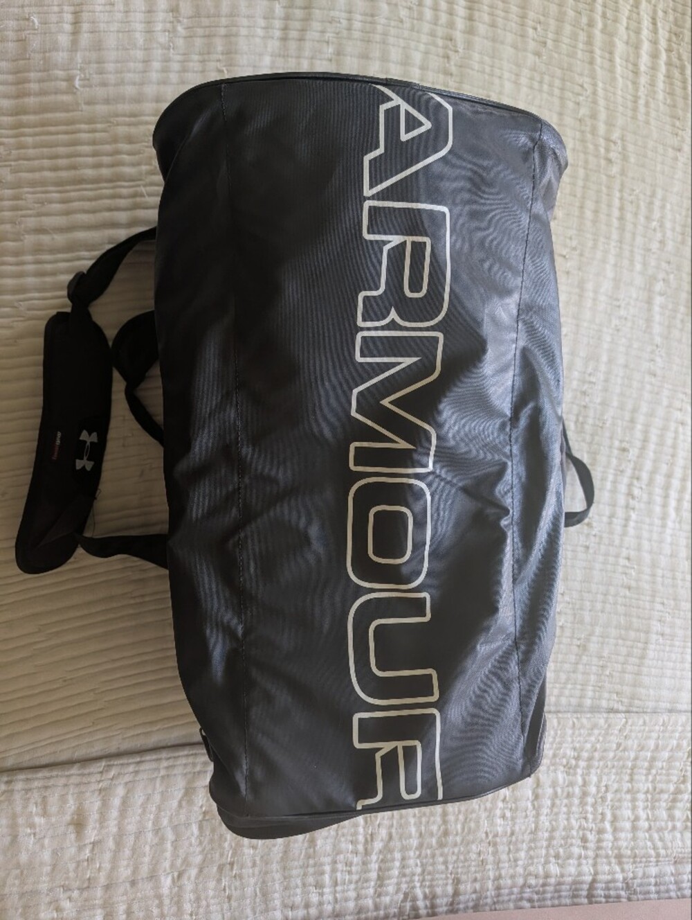 Under Armour Black Duffel Bag with White Trim - Picture 3 of 4